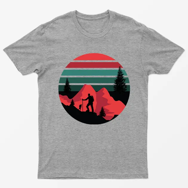 Sport Grey Mountain Hiking Camping Graphic T-Shirt
