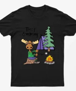Black Mouse Camping Trees Graphic T-Shirt