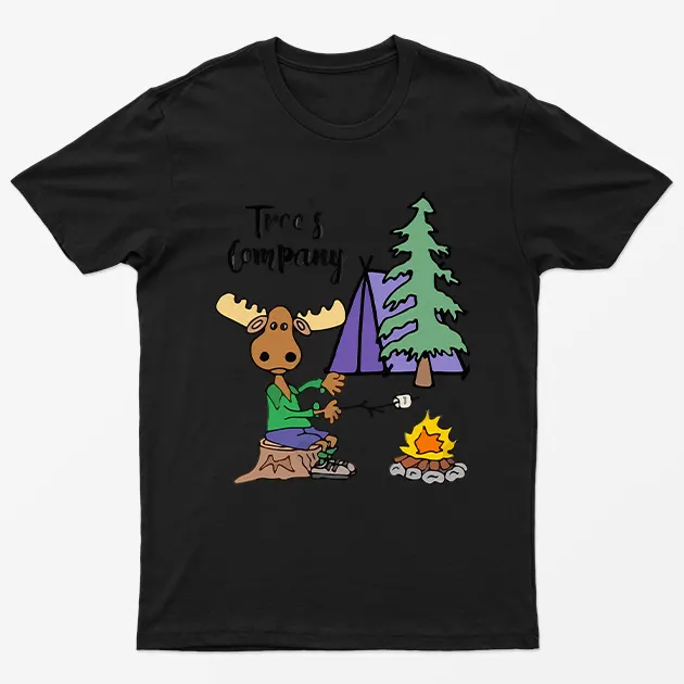 Black Mouse Camping Trees Graphic T-Shirt