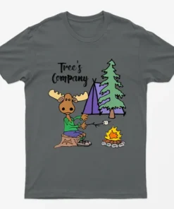 Charcoal Mouse Camping Trees Graphic T-Shirt