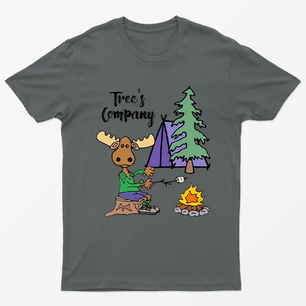 Charcoal Mouse Camping Trees Graphic T-Shirt