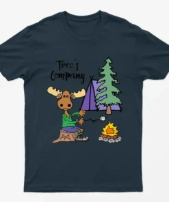 Navy Blue Mouse Camping Trees Graphic T-Shirt