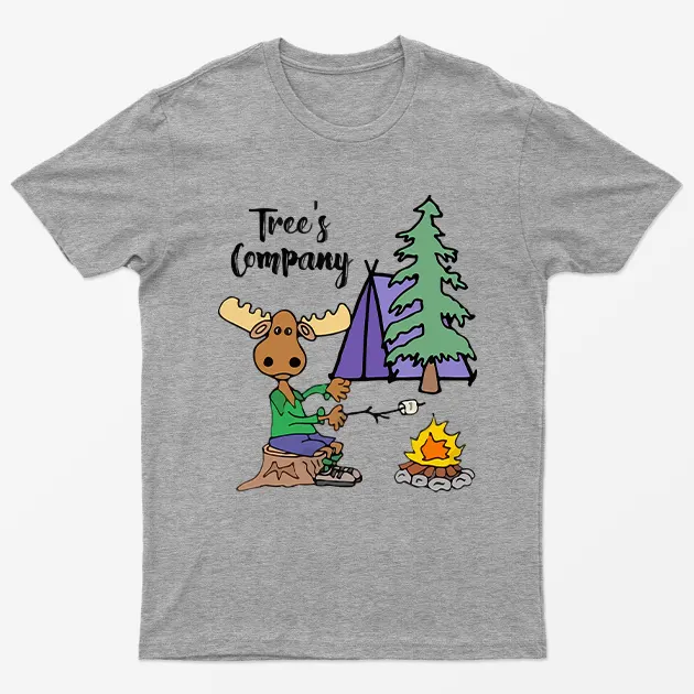 Sport Grey Mouse Camping Trees Graphic T-Shirt