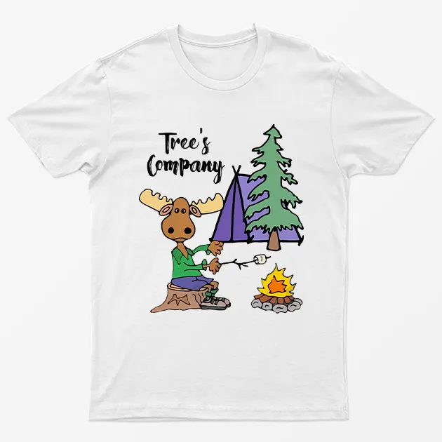 White Mouse Camping Trees Graphic T-Shirt