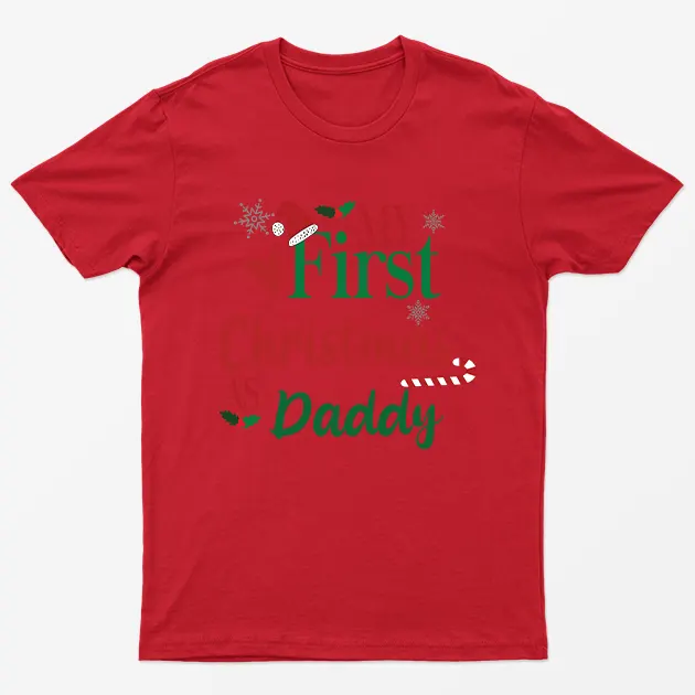 Red My First Christmas As Daddy T-Shirt