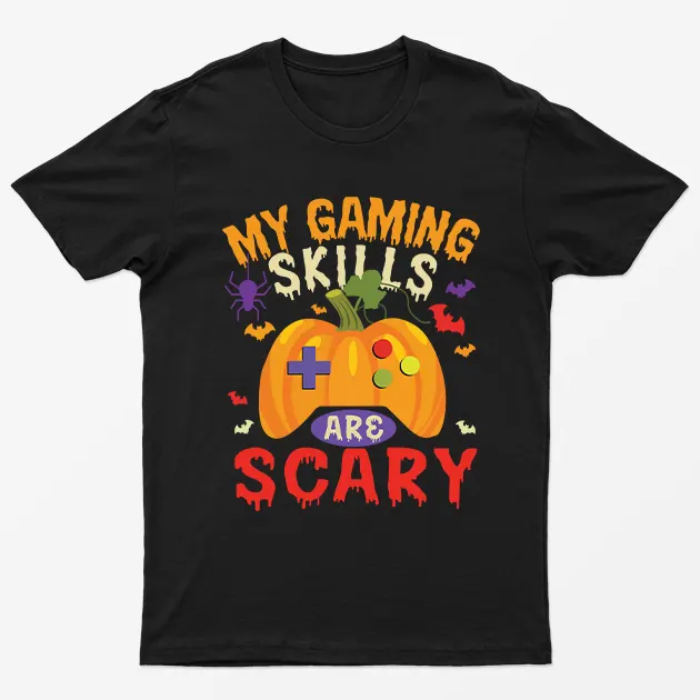 Black My Gaming Skills Are Scary Halloween T-Shirt
