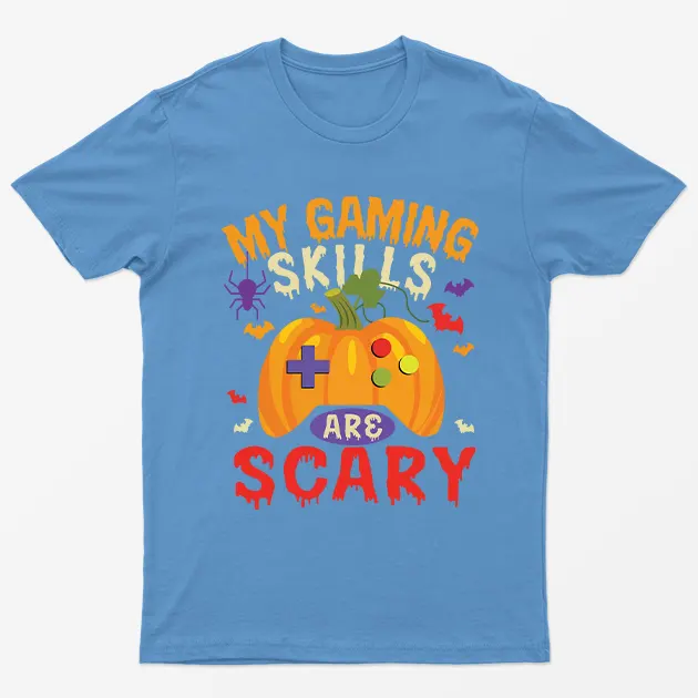 Carolina blue My Gaming Skills Are Scary Halloween T-Shirt