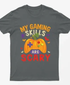 Charcoal My Gaming Skills Are Scary Halloween T-Shirt