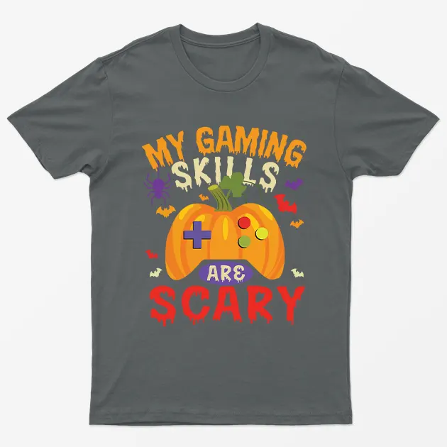 Charcoal My Gaming Skills Are Scary Halloween T-Shirt