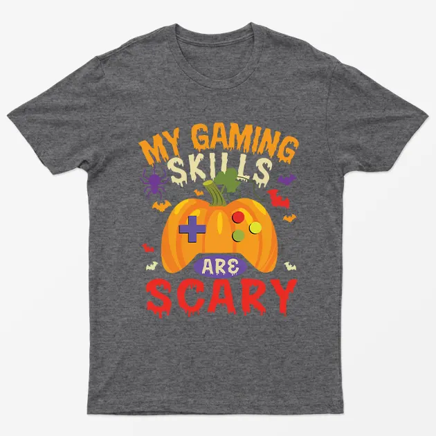 Dark Heather My Gaming Skills Are Scary Halloween T-Shirt