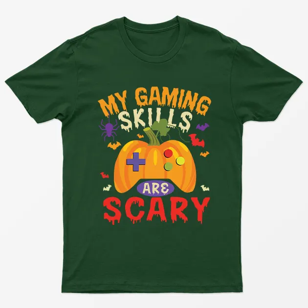 Forest Green My Gaming Skills Are Scary Halloween T-Shirt