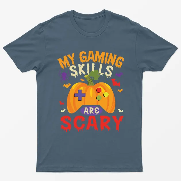 Indigo Blue My Gaming Skills Are Scary Halloween T-Shirt