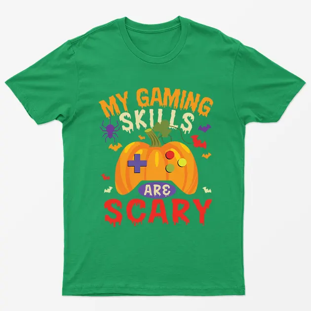 Irish Green My Gaming Skills Are Scary Halloween T-Shirt