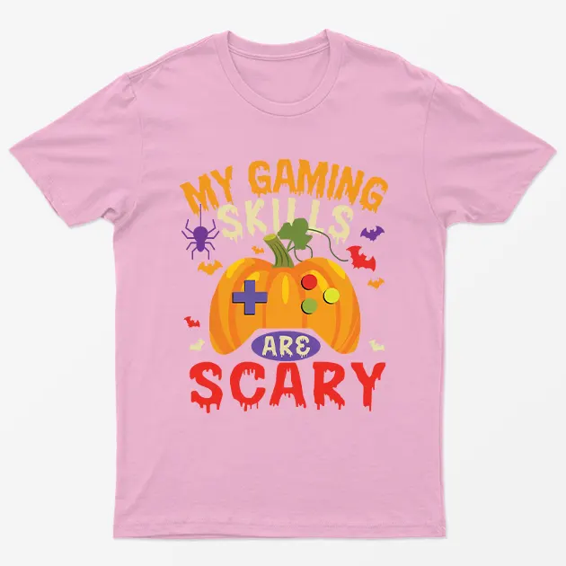 Light Pink My Gaming Skills Are Scary Halloween T-Shirt