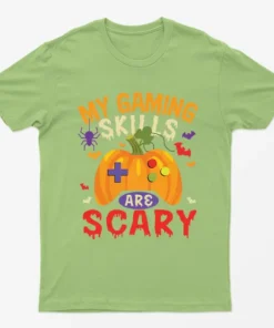 Lime My Gaming Skills Are Scary Halloween T-Shirt