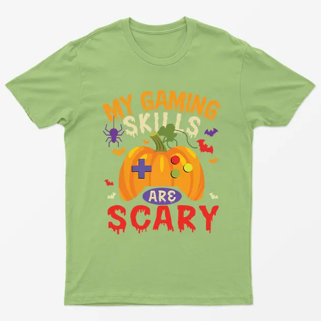 Lime My Gaming Skills Are Scary Halloween T-Shirt
