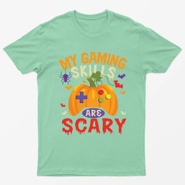 Mint Green My Gaming Skills Are Scary Halloween T-Shirt