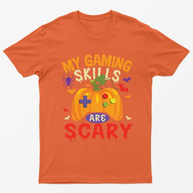 Orange My Gaming Skills Are Scary Halloween T-Shirt