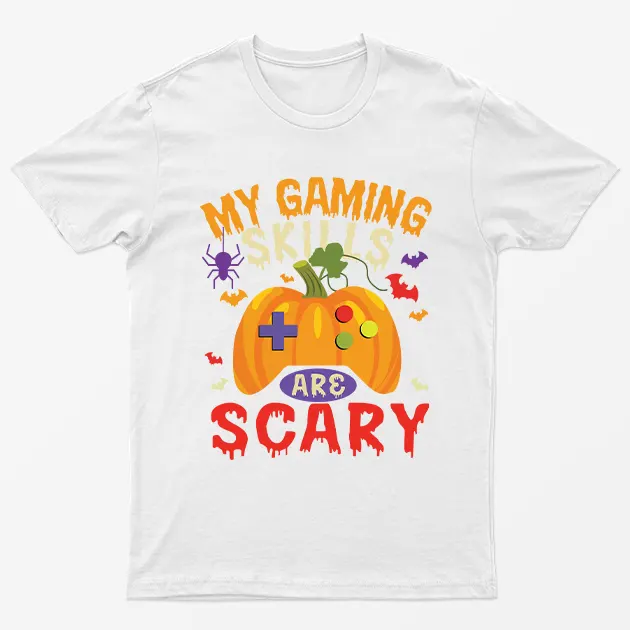 White My Gaming Skills Are Scary Halloween T-Shirt