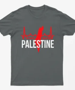 Charcoal My Heart Beats For Palestine T-Shirt