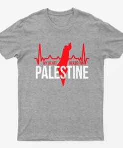 Sport Grey My Heart Beats For Palestine T-Shirt