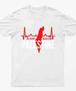 White My Heart Beats For Palestine T-Shirt