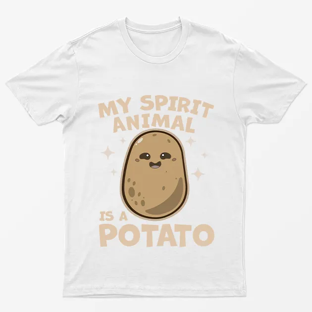 White My Spirit Animal Is a Potato Funny T-Shirt