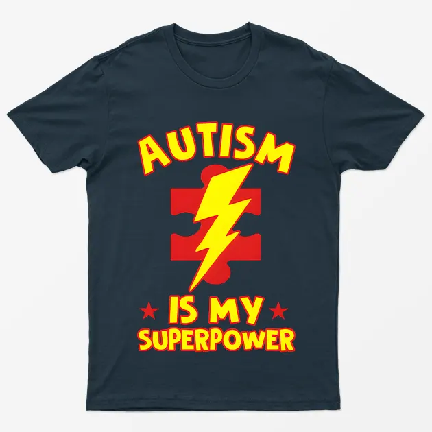 Navy Blue My Superpower Is Autism Awareness T-Shirt