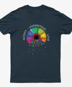 Navy Blue Accept Understand Autism Day Awareness T-Shirt