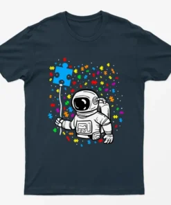 Navy Blue Autism Awareness Funny Graphic T-Shirt