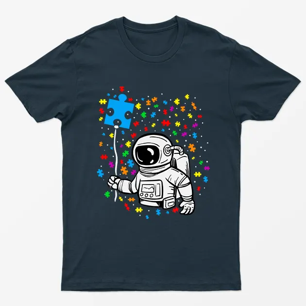 Navy Blue Autism Awareness Funny Graphic T-Shirt
