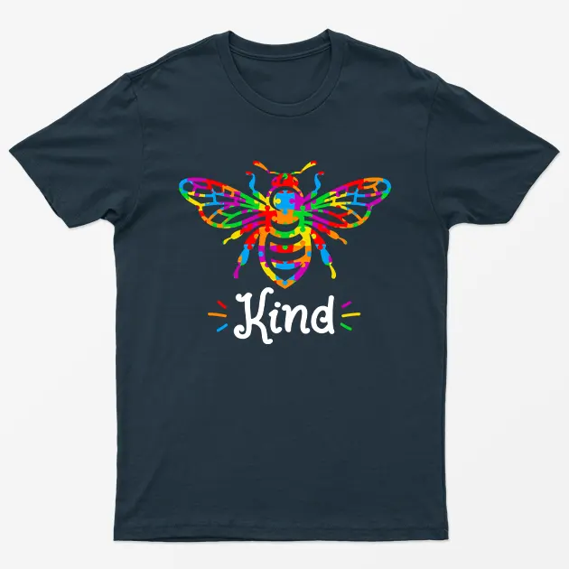 Navy Blue Autism Day Kind Funny Graphic T-Shirt