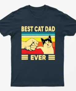Navy Blue Best Cat Dad Ever T-Shirt