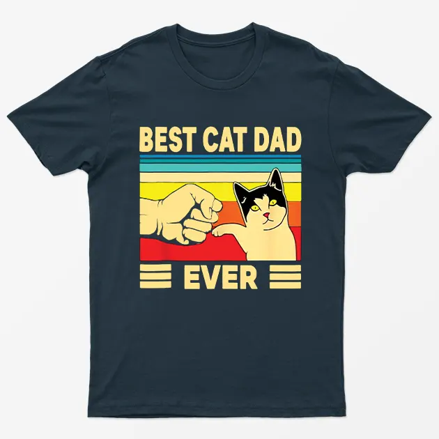 Navy Blue Best Cat Dad Ever T-Shirt