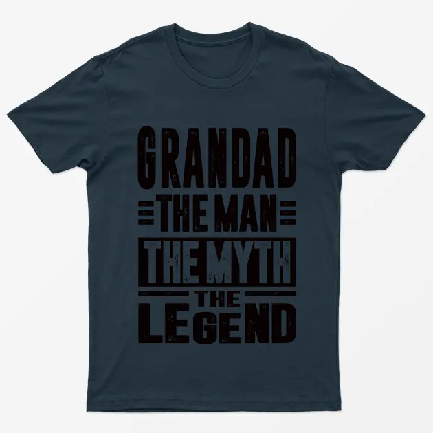 Navy Blue Grandad The Man The Myth The Legend Graphic T-Shirt
