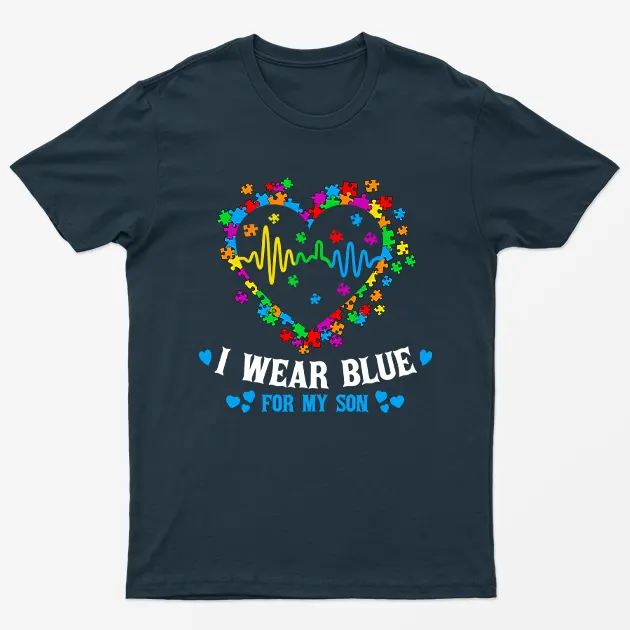 Navy Blue I Wear Blue For My Som Autsim Day T-Shirt