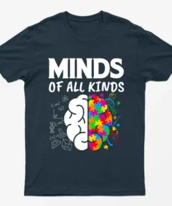 Navy Blue Mind Of All Kinds Autism Day T-Shirt
