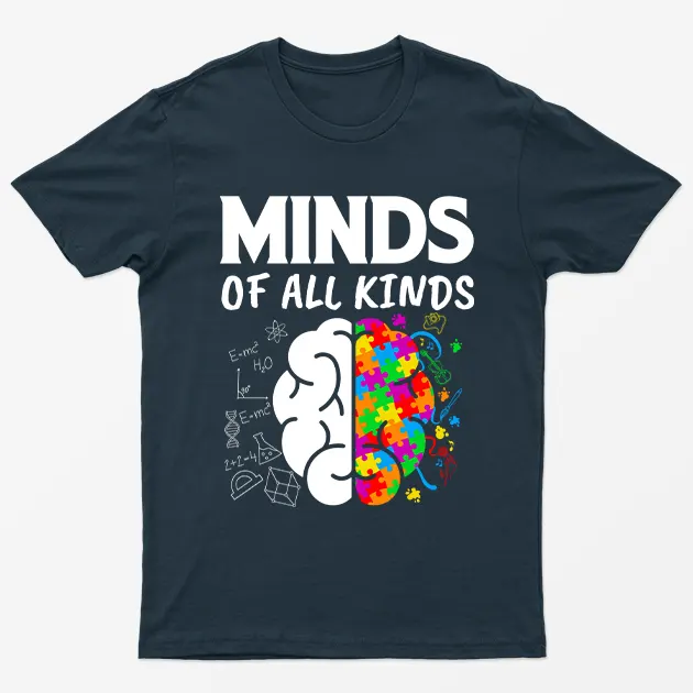Navy Blue Mind Of All Kinds Autism Day T-Shirt