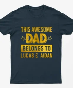 Navy Blue Personalised Awesome Dad Graphic T-Shirt