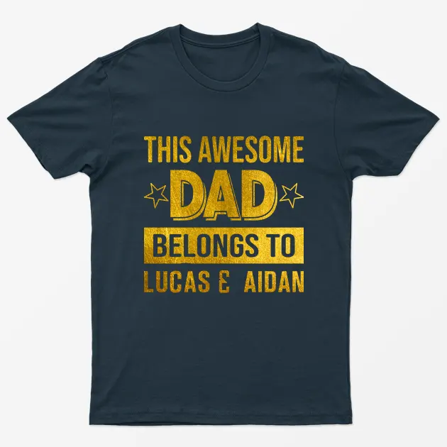 Navy Blue Personalised Awesome Dad Graphic T-Shirt