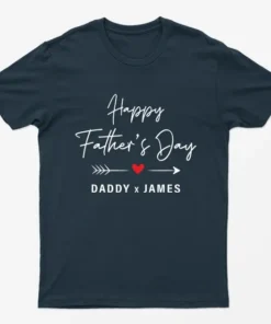 Navy Blue Personalised Happy Fathers Day Graphic T-Shirt