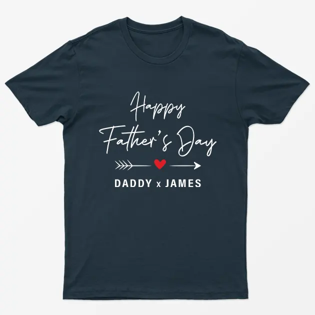 Navy Blue Personalised Happy Fathers Day Graphic T-Shirt