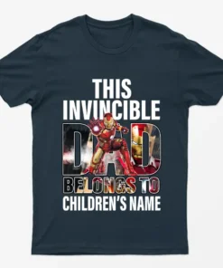 Navy Blue Personalised Invincible Dad T-Shirt
