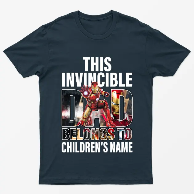 Navy Blue Personalised Invincible Dad T-Shirt
