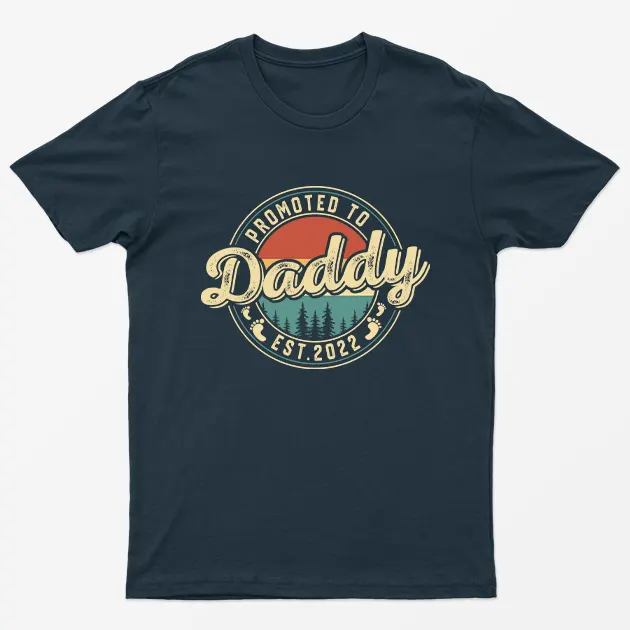 Navy Blue Promoted to Daddy Est 2022 T-Shirt