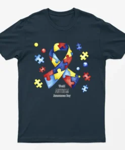 Navy Blue World Autism Awareness Day T-Shirt