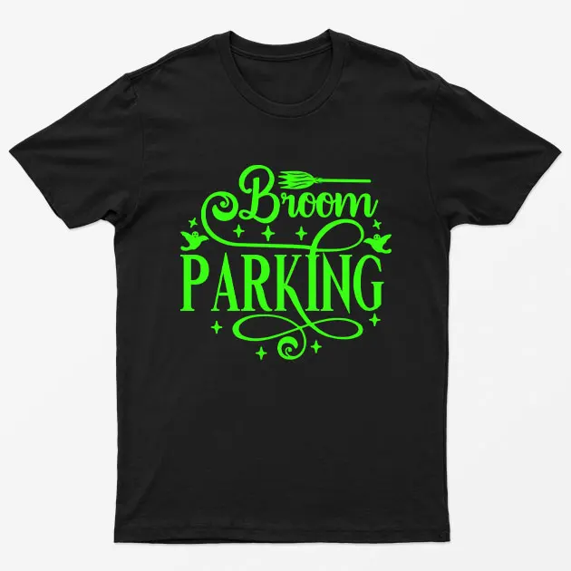 Black Neon Green Broom Parking T-Shirt