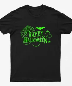 Black Neon Green Halloween Greetings T-Shirt