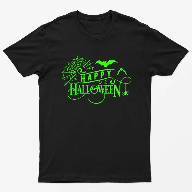 Black Neon Green Halloween Greetings T-Shirt