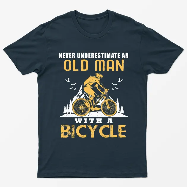 Navy Blue Never Underestimate With A Bicycle T-Shirt